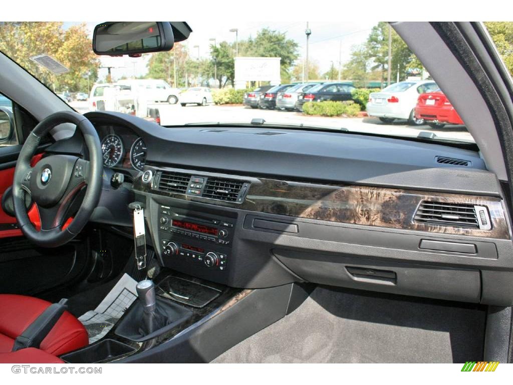 2007 3 Series 335i Coupe - Space Gray Metallic / Coral Red/Black photo #23