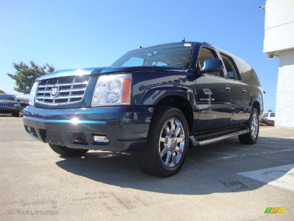 2005 Escalade ESV Platinum AWD - Rip Tide Blue / Shale photo #7