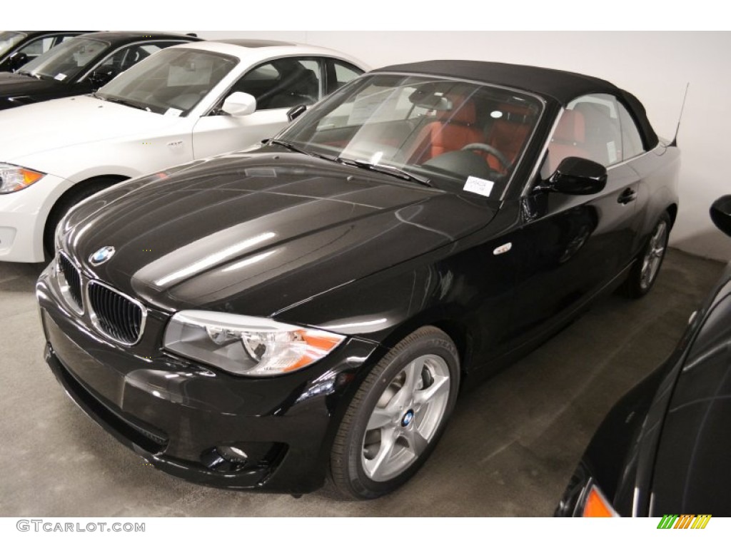 2012 1 Series 128i Convertible - Jet Black / Coral Red photo #4