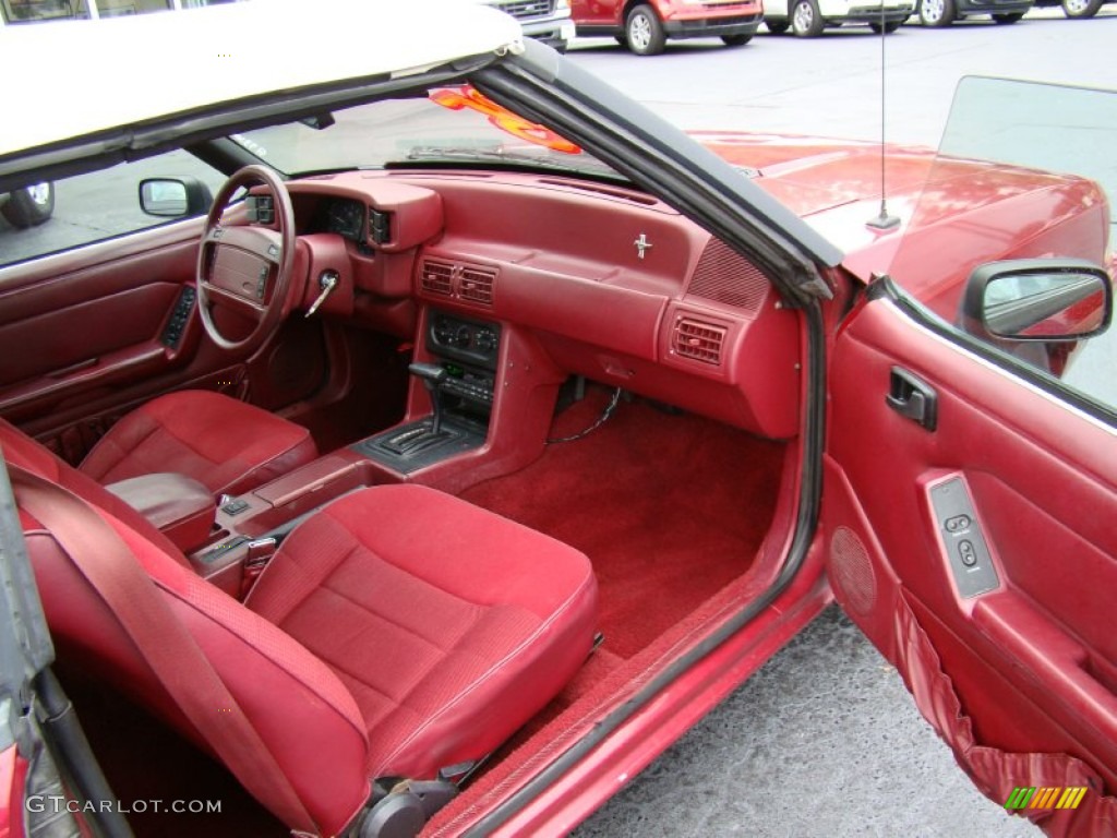 Red Interior 1993 Ford Mustang LX Convertible Photo #53346730