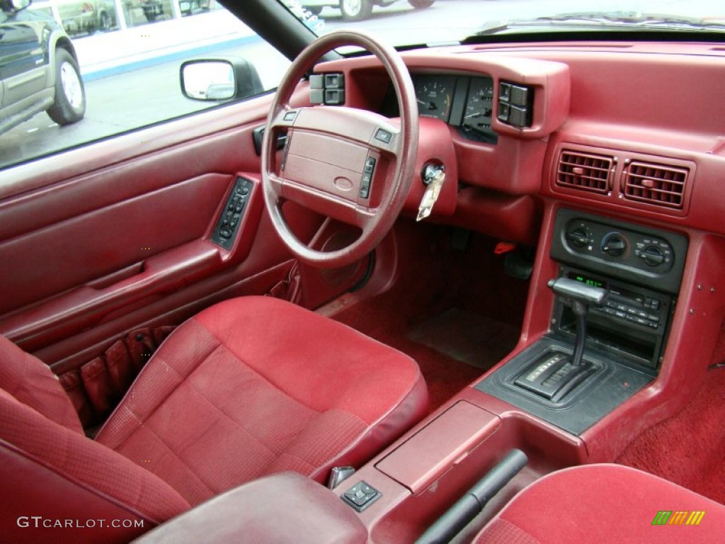 Red Interior 1993 Ford Mustang LX Convertible Photo #53346757