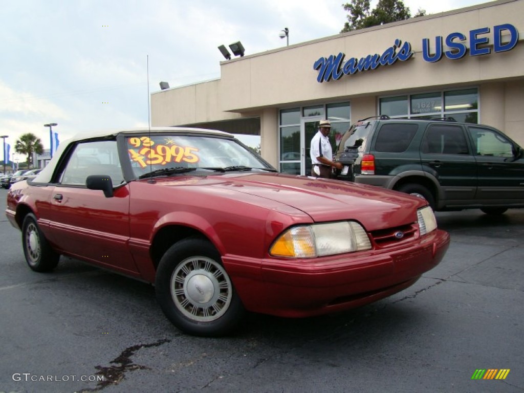 1993 Mustang LX Convertible - Electric Red Metallic / Red photo #23