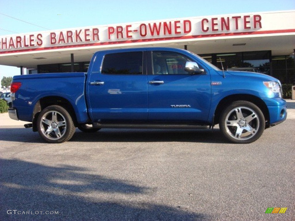 2008 Tundra Limited CrewMax - Blue Streak Metallic / Beige photo #3