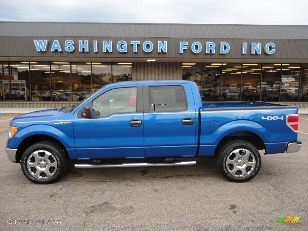 2009 F150 XLT SuperCrew 4x4 - Blue Flame Metallic / Stone/Medium Stone photo #1