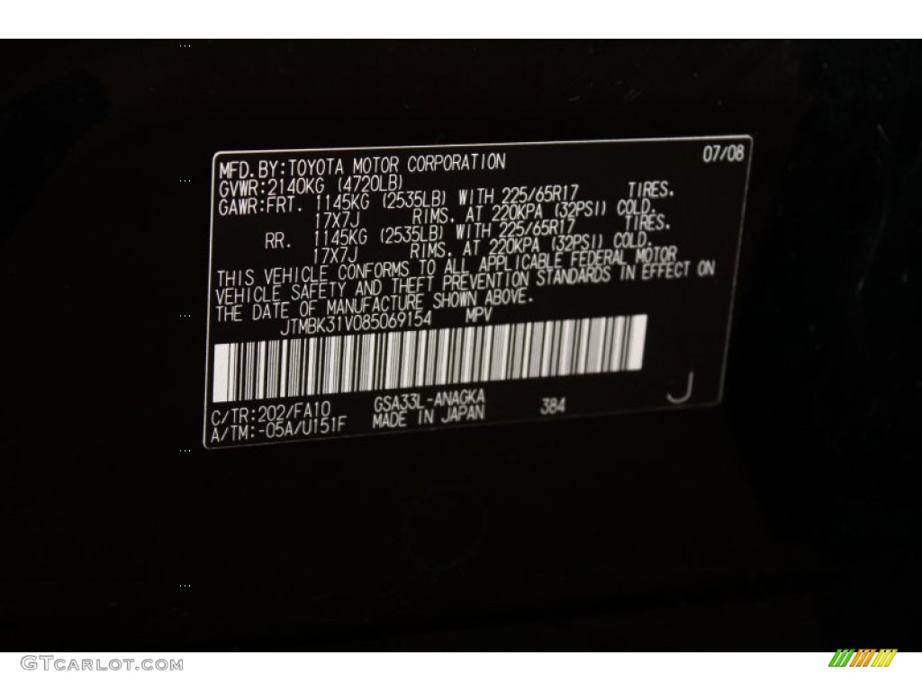 2008 RAV4 Limited V6 4WD - Black / Ash photo #21