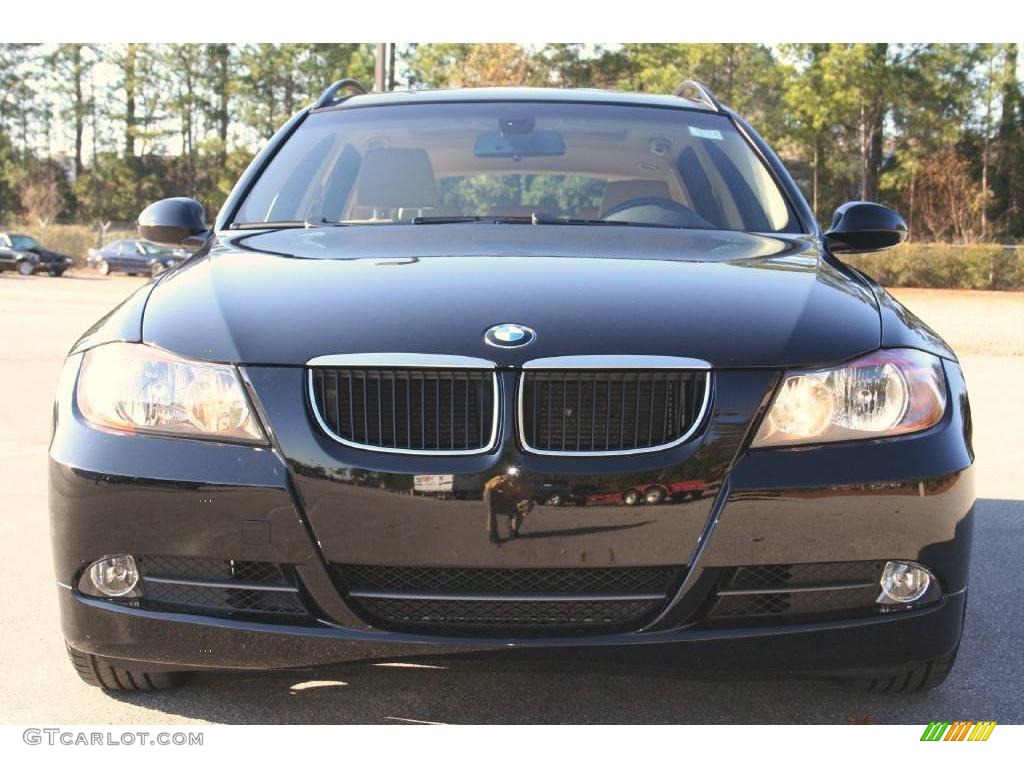 2008 3 Series 328i Wagon - Jet Black / Beige photo #2