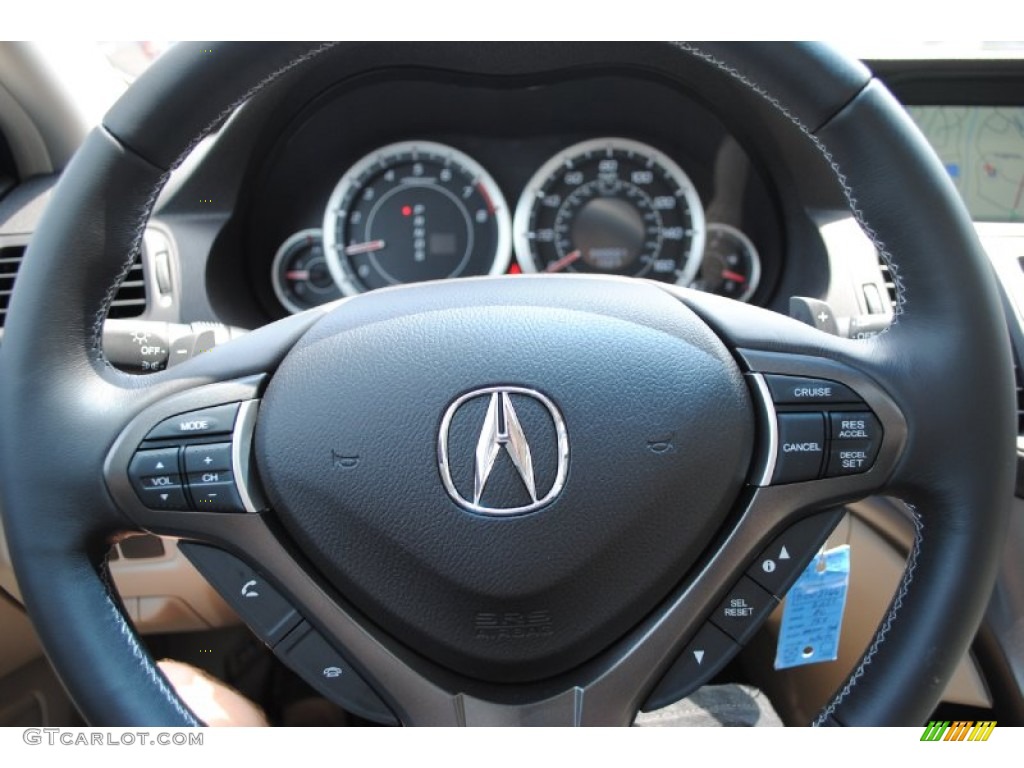 2011 Acura TSX Sport Wagon Taupe Steering Wheel Photo #53356321
