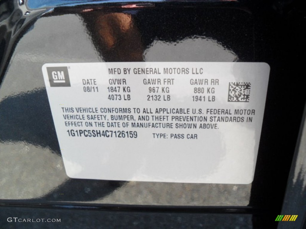 2012 Chevrolet Cruze LS Info Tag Photo #53357722