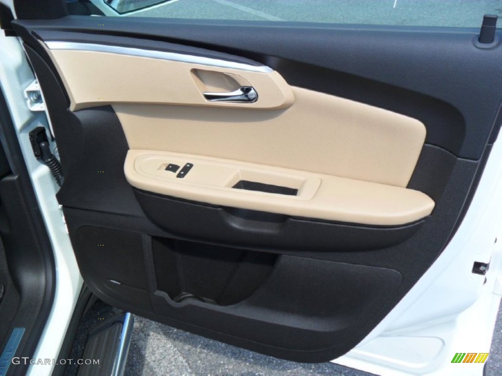 2012 Chevrolet Traverse LTZ Cashmere/Ebony Door Panel Photo #53369348