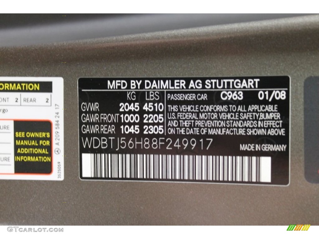 2008 CLK Color Code 963 for Indium Grey Metallic Photo #53380055