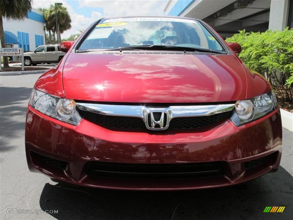 2011 Civic LX Sedan - Tango Red Pearl / Beige photo #8