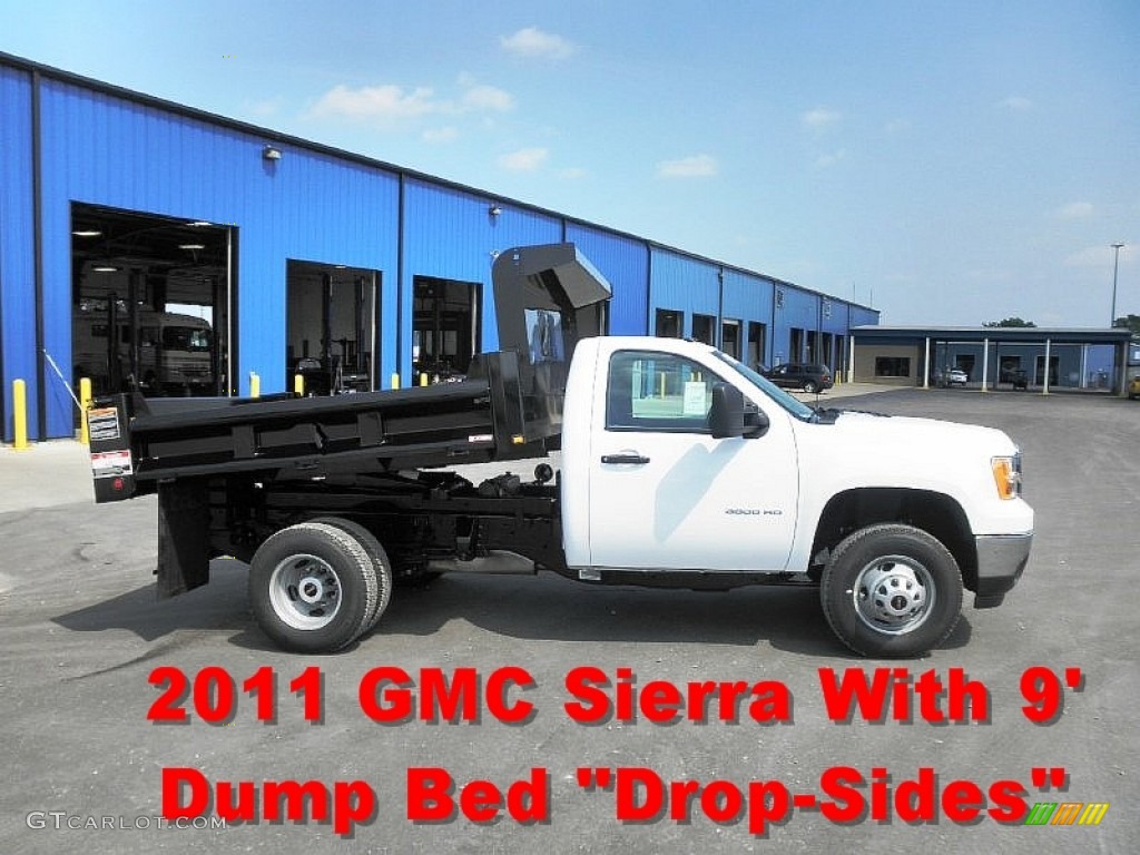 2011 Sierra 3500HD Work Truck Regular Cab Chassis Dump Truck - Summit White / Dark Titanium photo #1