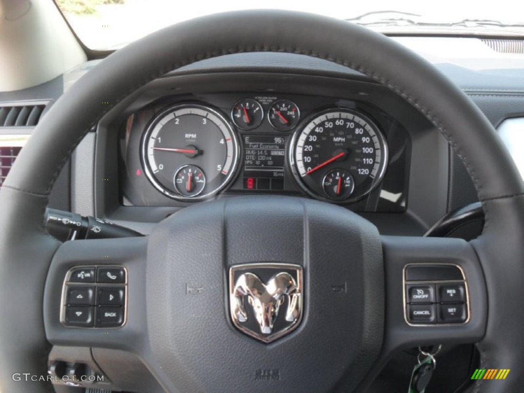 2012 Dodge Ram 2500 HD Laramie Mega Cab 4x4 Dark Slate Steering Wheel Photo #53389076