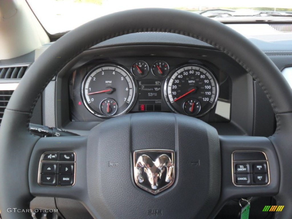 2012 Dodge Ram 1500 Sport Crew Cab 4x4 Dark Slate Gray Steering Wheel Photo #53389469
