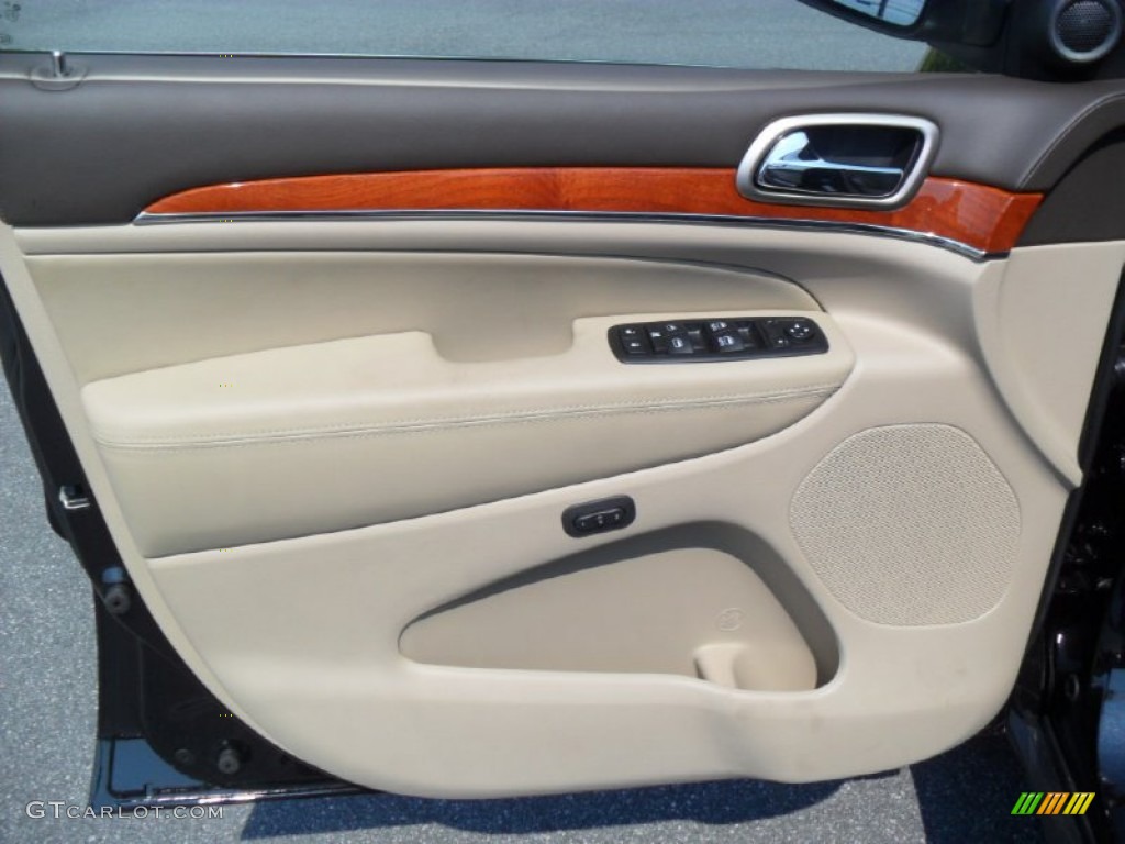 2012 Jeep Grand Cherokee Overland Dark Frost Beige/Light Frost Beige Door Panel Photo #53389799