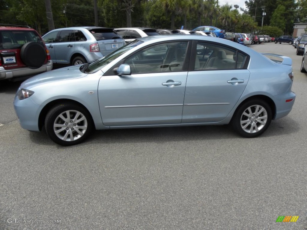 2007 MAZDA3 i Sport Sedan - Ice Blue Metallic / Beige photo #2