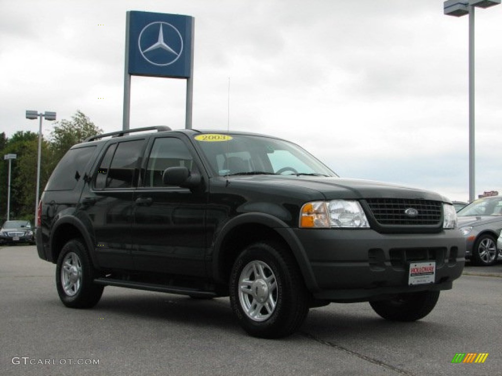 2003 Explorer XLS 4x4 - Aspen Green Metallic / Medium Parchment Beige photo #3