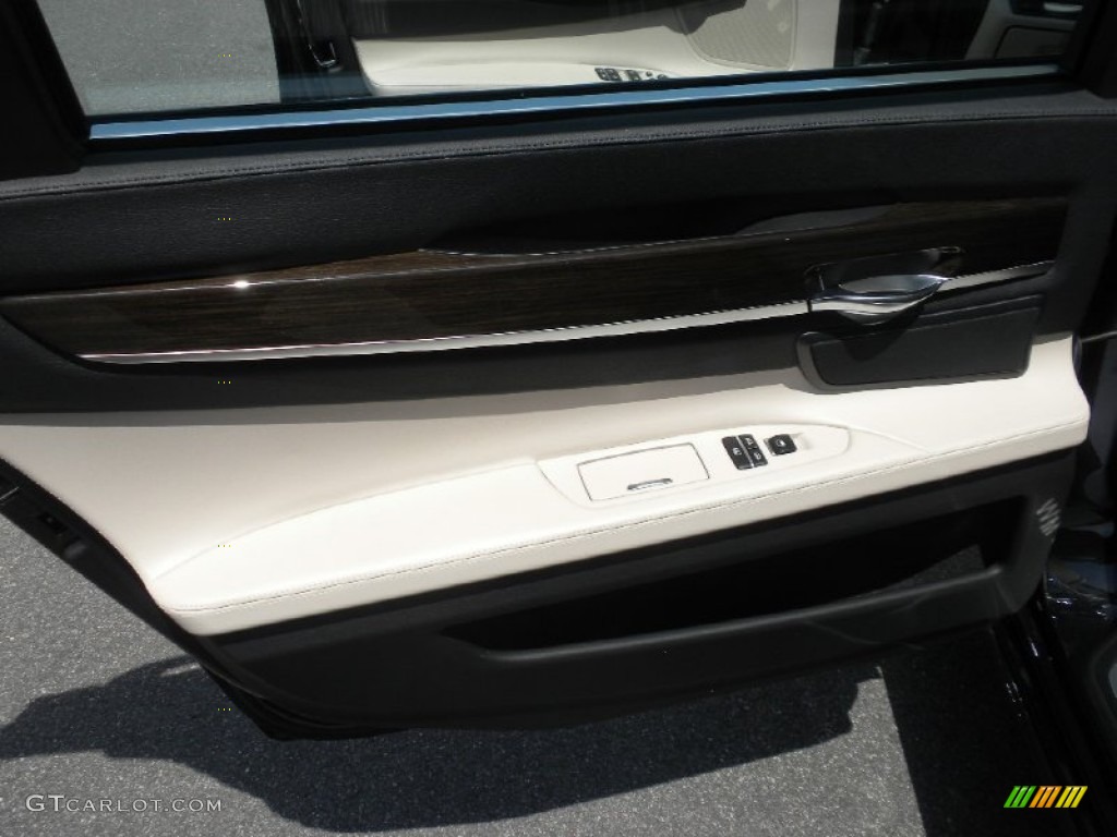2011 BMW 7 Series 750Li Sedan Oyster/Black Door Panel Photo #53398733