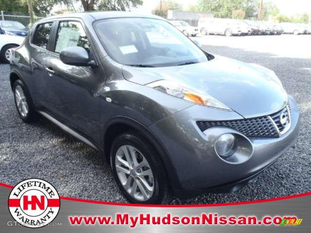 2011 Juke SL - Gun Metallic / Black/Red w/Red Trim photo #1