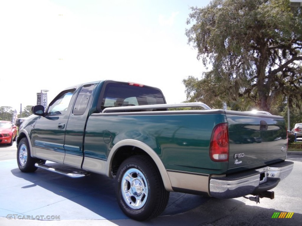 2000 F150 Lariat Extended Cab - Amazon Green Metallic / Medium Parchment photo #3