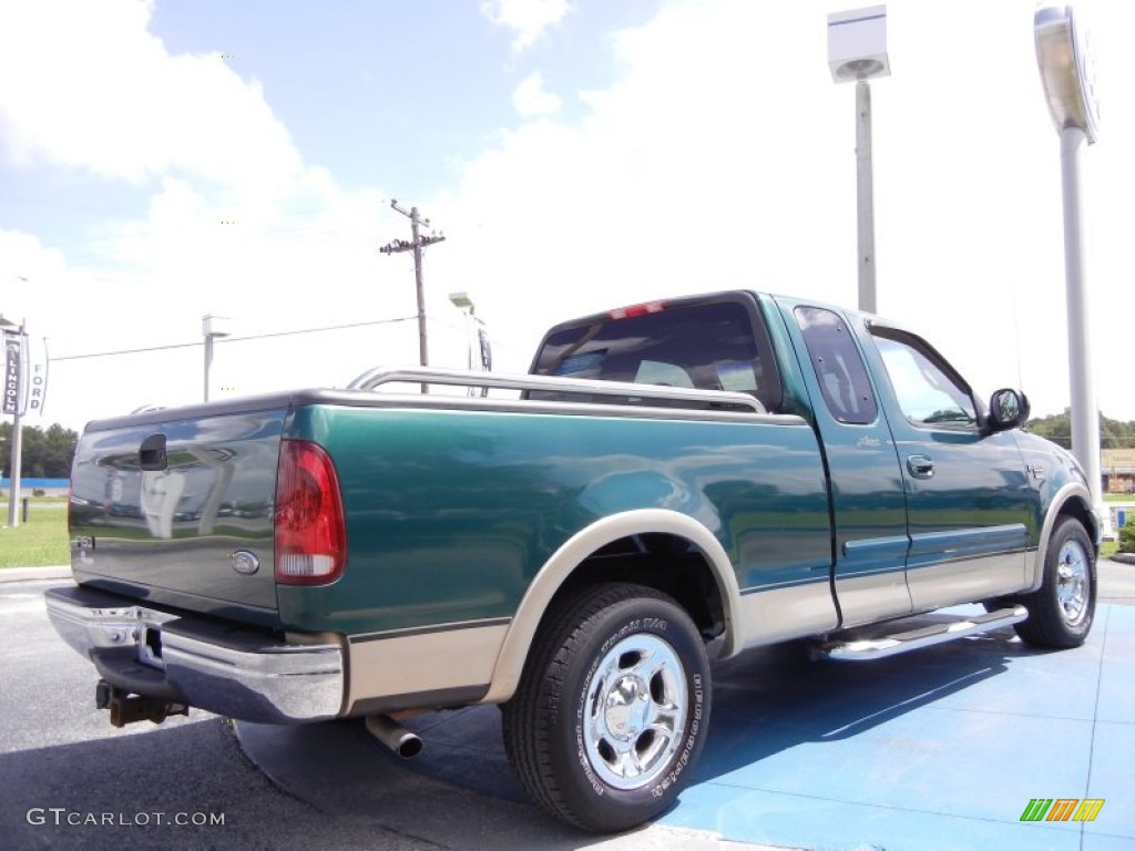 2000 F150 Lariat Extended Cab - Amazon Green Metallic / Medium Parchment photo #5