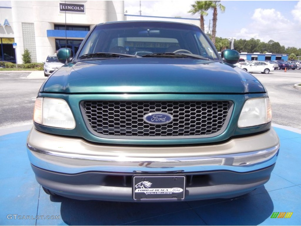 2000 F150 Lariat Extended Cab - Amazon Green Metallic / Medium Parchment photo #8