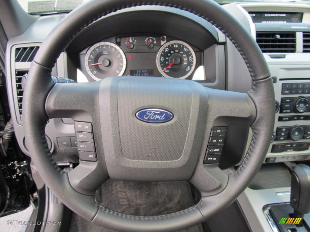 2012 Ford Escape XLT V6 4WD Charcoal Black Steering Wheel Photo #53417560