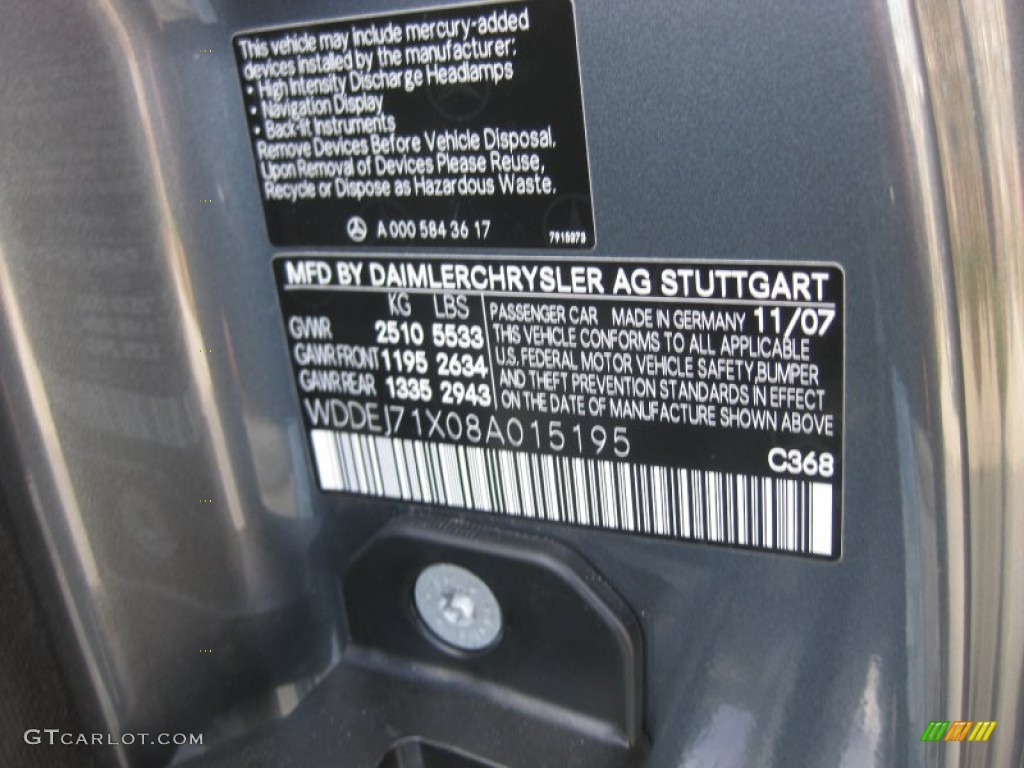 2008 CL 550 - Flint Grey Metallic / Black photo #23
