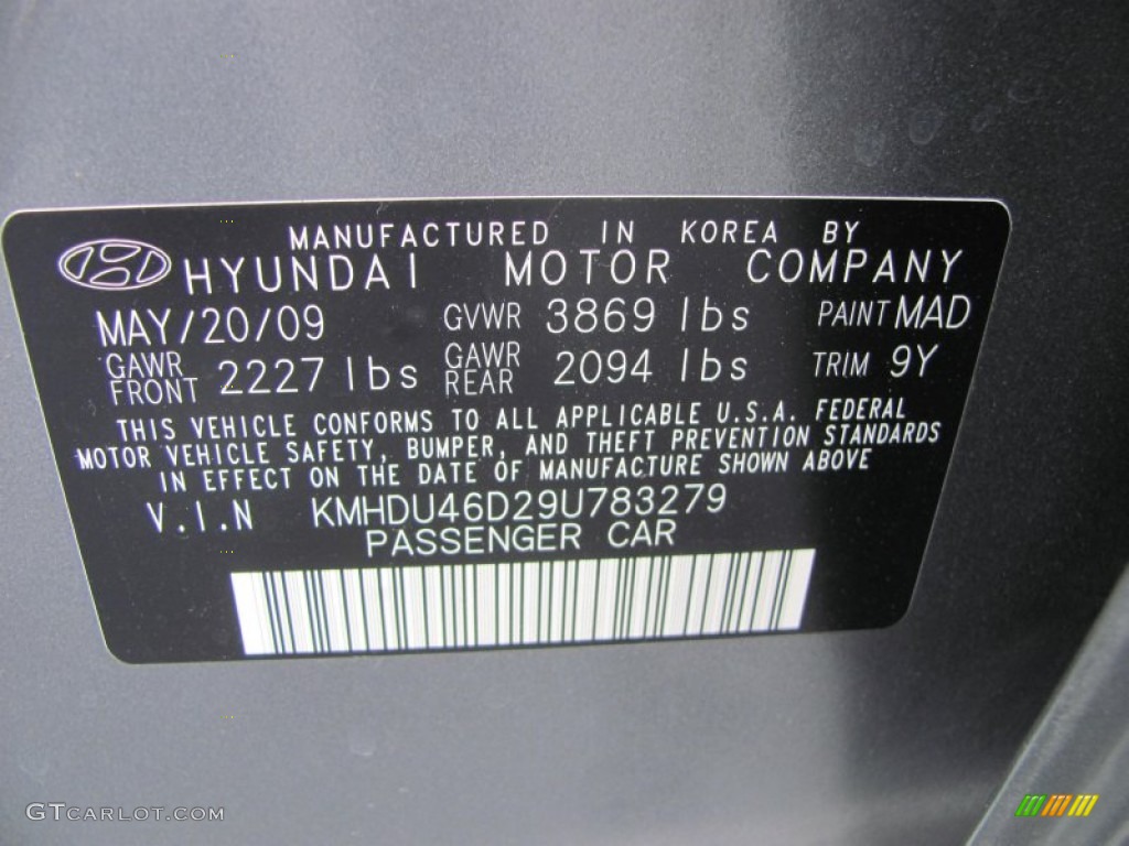2009 Elantra GLS Sedan - Carbon Gray / Gray photo #21
