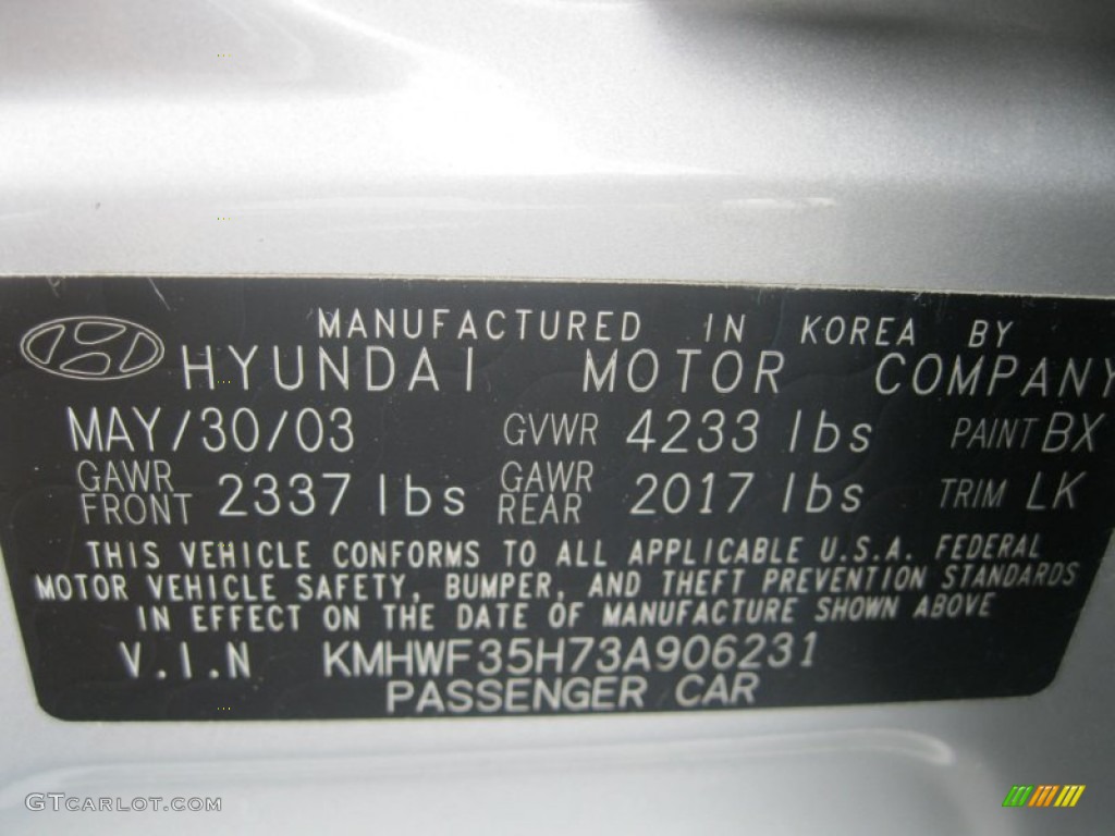 2003 Sonata GLS V6 - Brilliant Silver Metallic / Grey photo #27