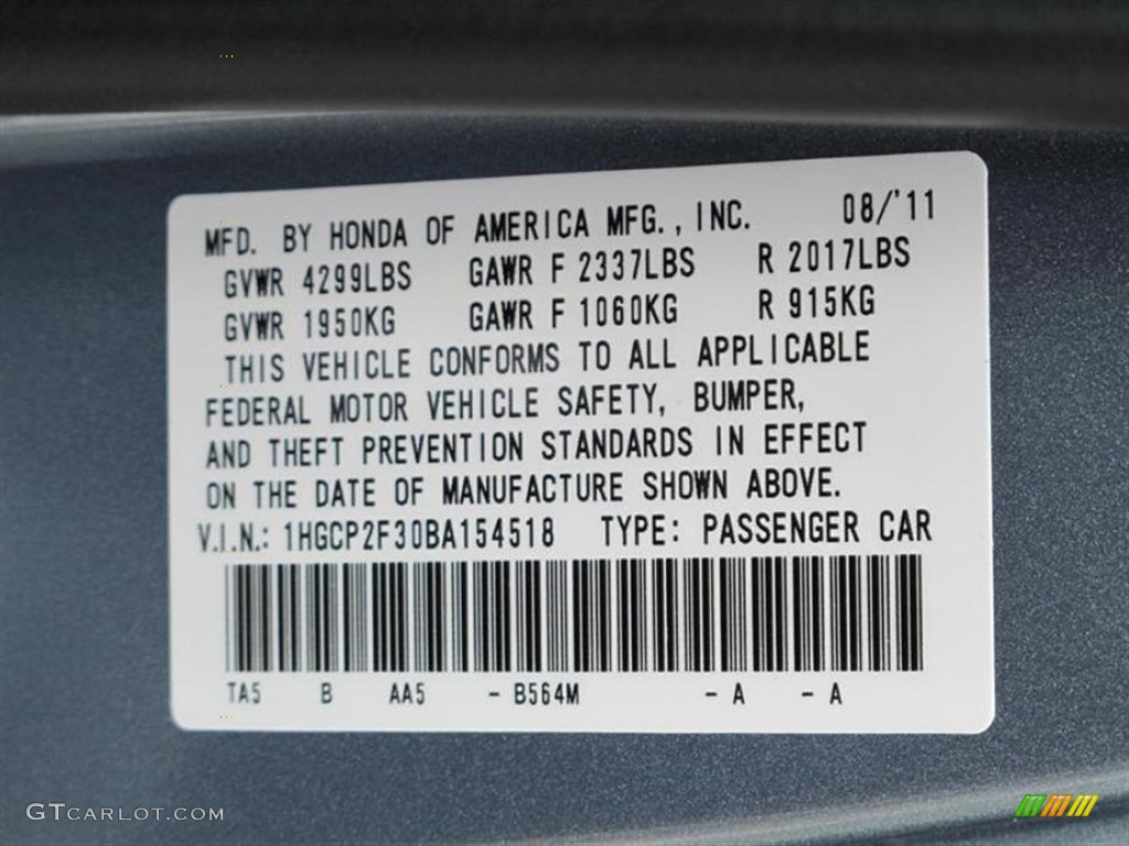 2011 Accord LX Sedan - Celestial Blue Metallic / Black photo #10