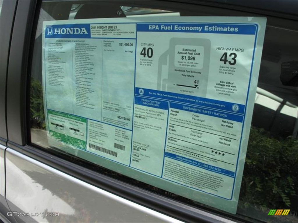 2011 Honda Insight Hybrid EX Window Sticker Photos