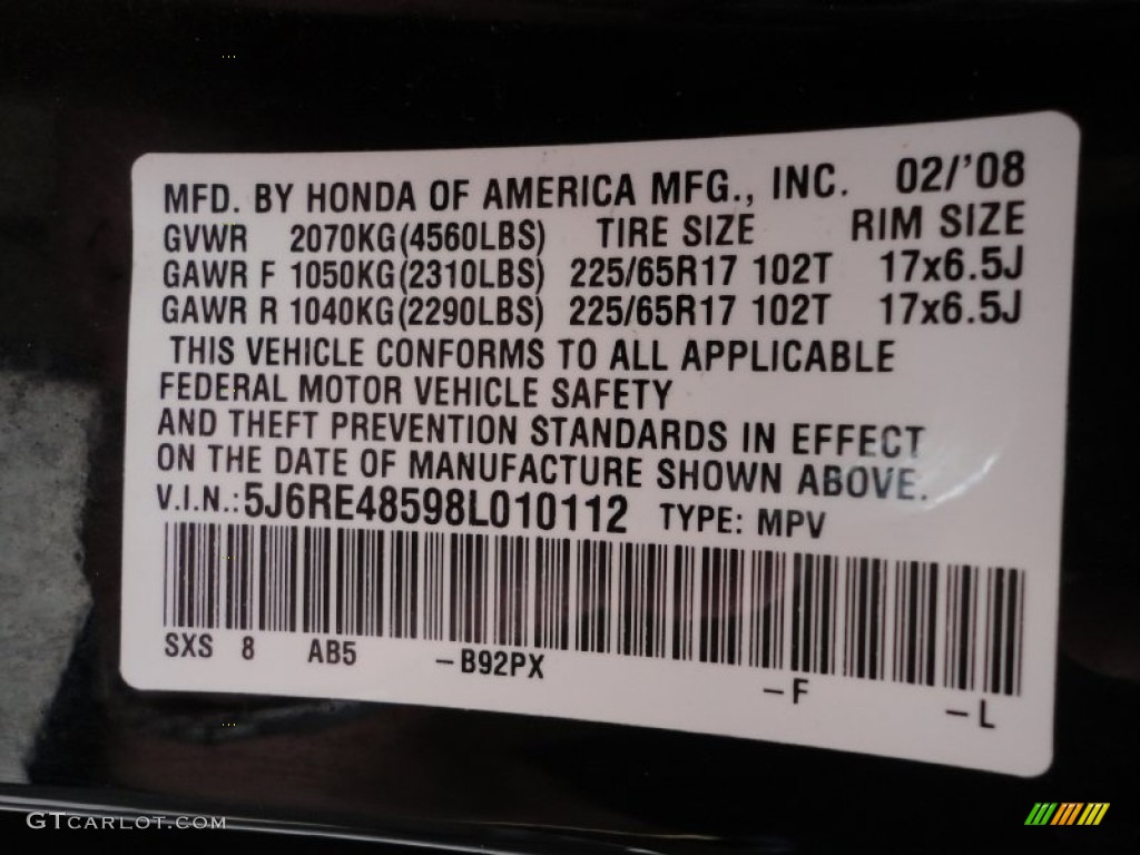 2008 CR-V EX 4WD - Nighthawk Black Pearl / Ivory photo #15