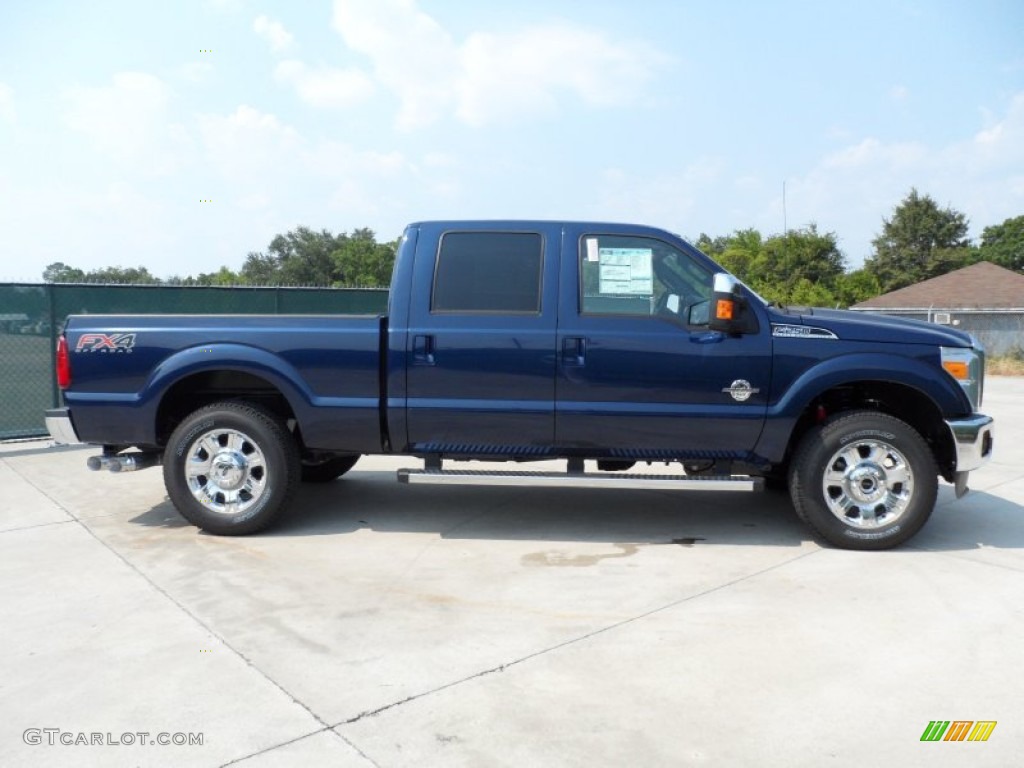 2012 F250 Super Duty Lariat Crew Cab 4x4 - Dark Blue Pearl Metallic / Black photo #2