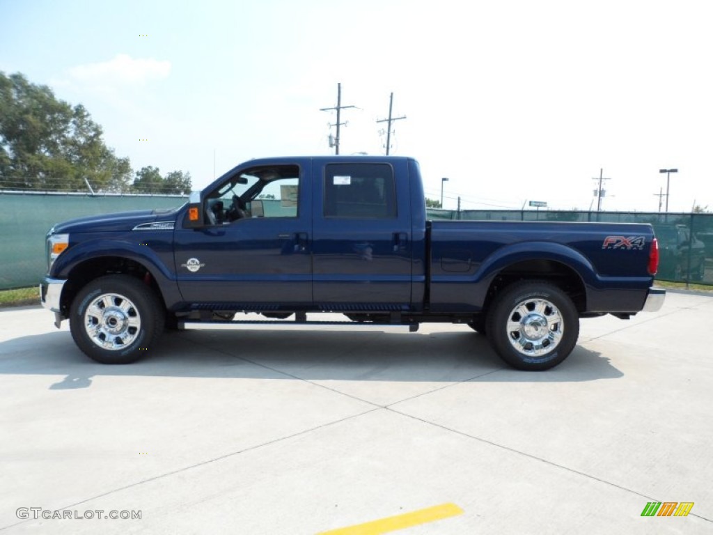 2012 F250 Super Duty Lariat Crew Cab 4x4 - Dark Blue Pearl Metallic / Black photo #6