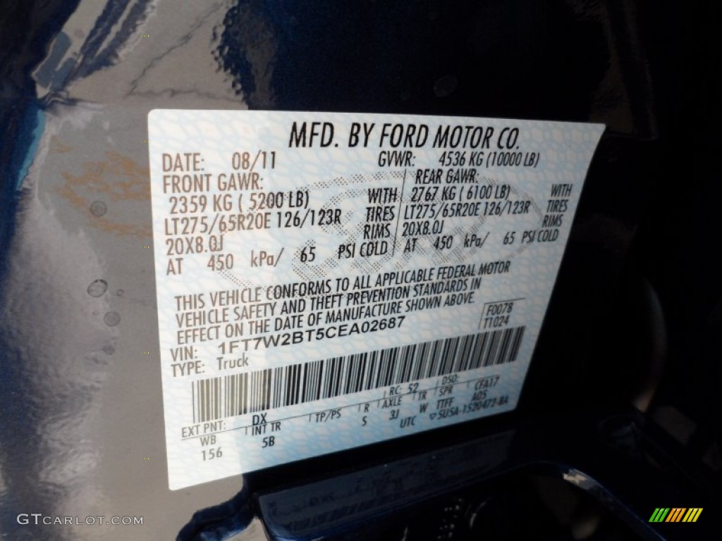 2012 F250 Super Duty Color Code DX for Dark Blue Pearl Metallic Photo #53457494