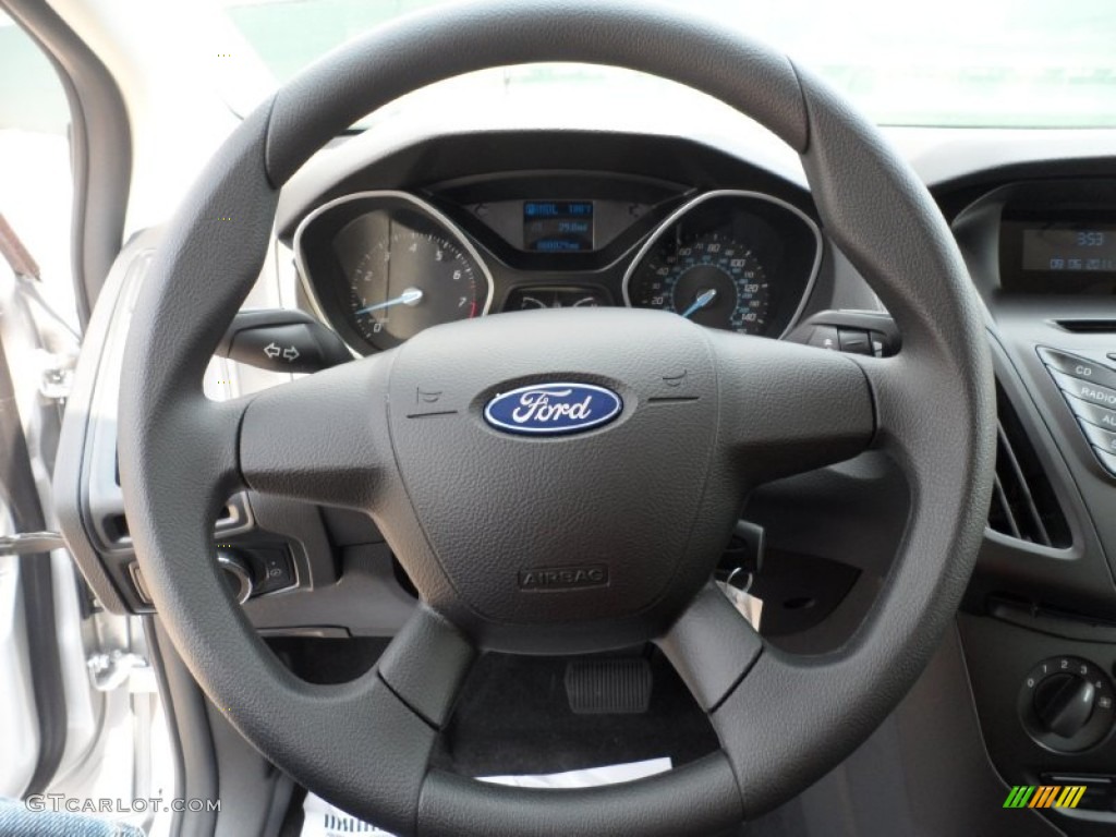 2012 Ford Focus S Sedan Charcoal Black Steering Wheel Photo #53459156