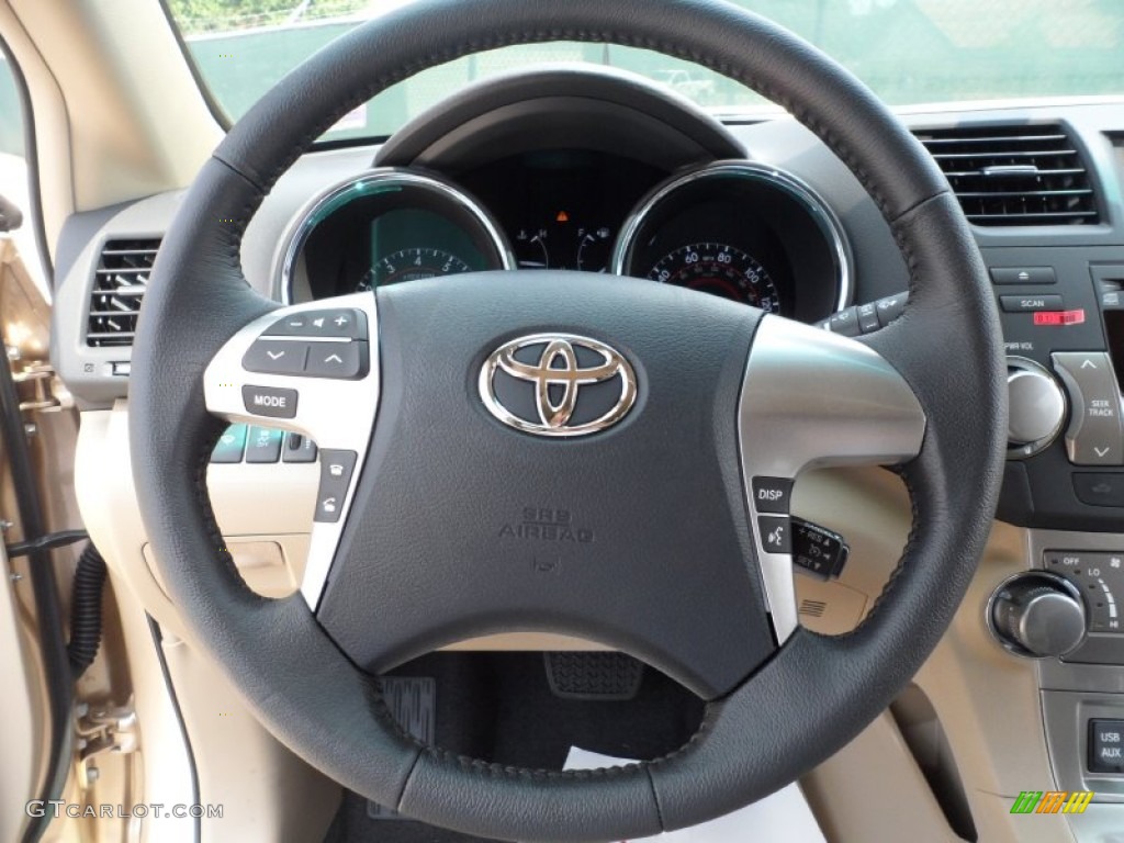 2012 Toyota Highlander SE Sand Beige Steering Wheel Photo #53459727