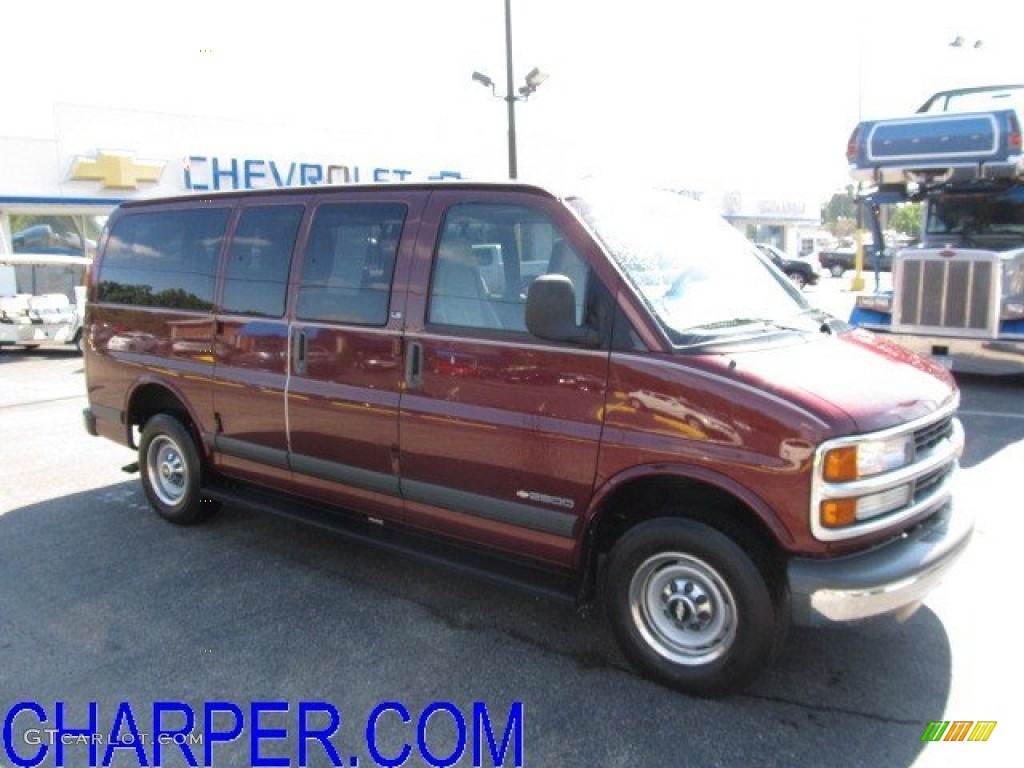 1999 Express 2500 LS Passenger Van - Dark Carmine Red Metallic / Neutral photo #1