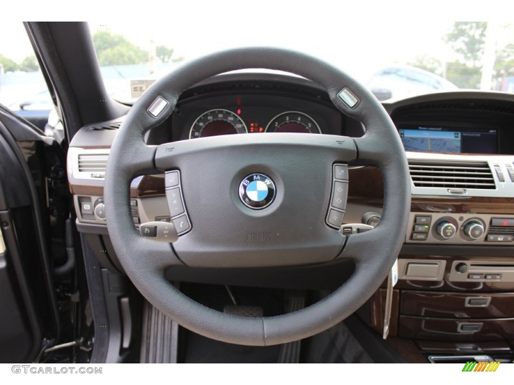 2008 BMW 7 Series 750i Sedan Beige Steering Wheel Photo #53466958