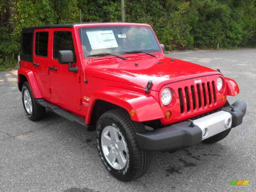 Flame Red 2012 Jeep Wrangler Unlimited Sahara 4x4 Exterior Photo #53467726