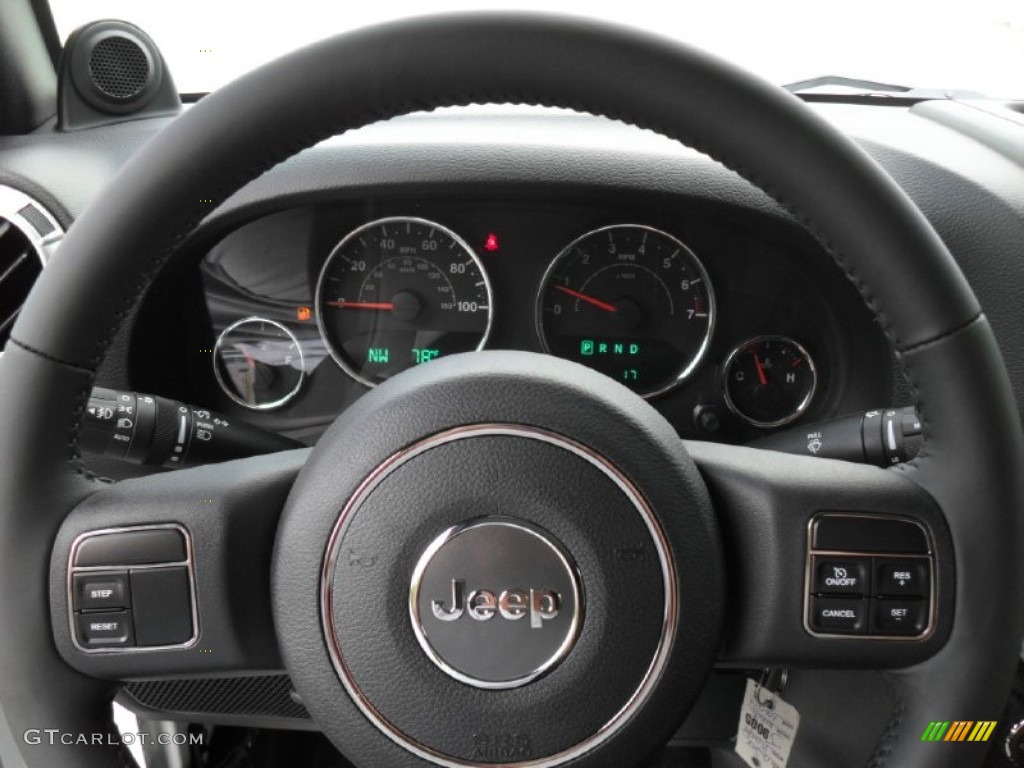 2012 Jeep Wrangler Unlimited Rubicon 4x4 Black Steering Wheel Photo #53468227