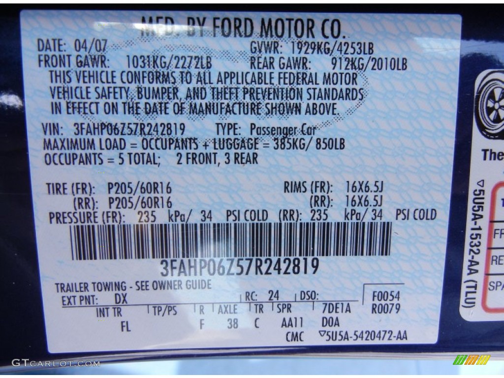 2007 Fusion S - Dark Blue Pearl Metallic / Light Stone photo #28