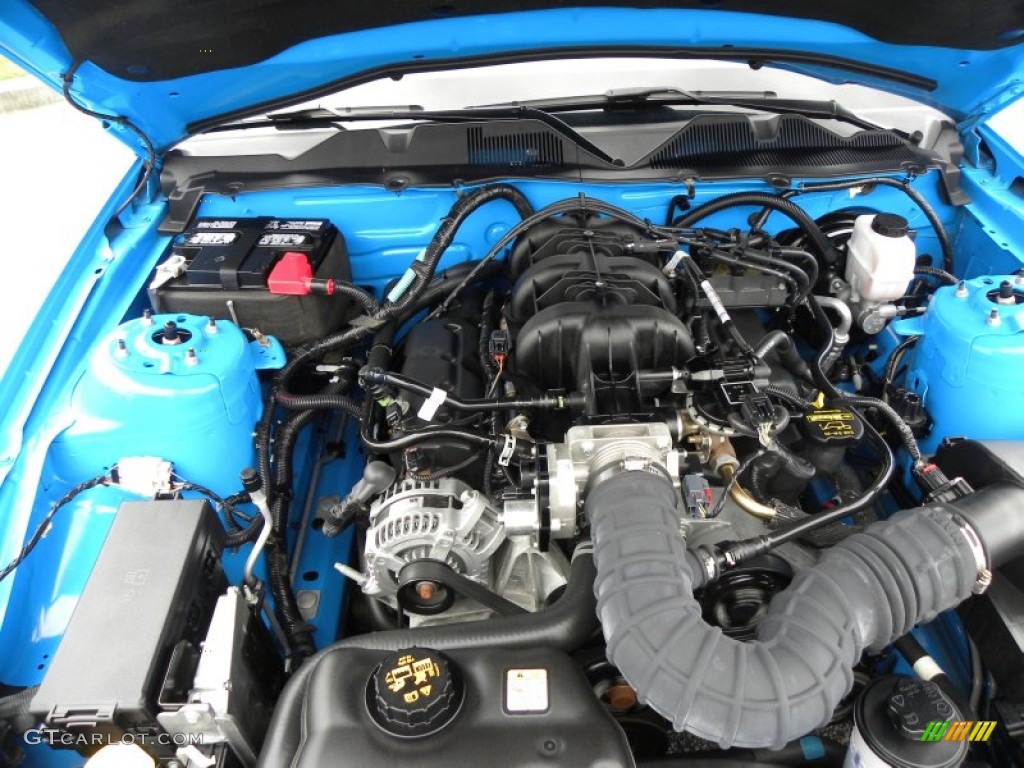 2010 Mustang V6 Coupe - Grabber Blue / Stone photo #14