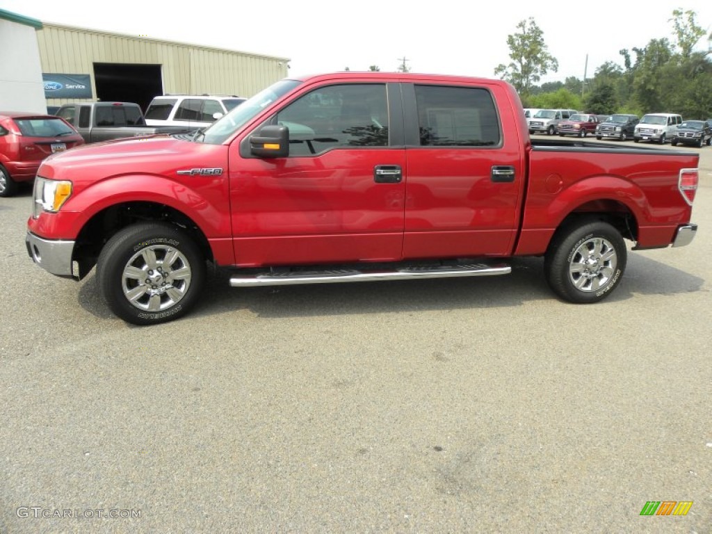 2010 F150 XLT SuperCrew - Red Candy Metallic / Medium Stone photo #2