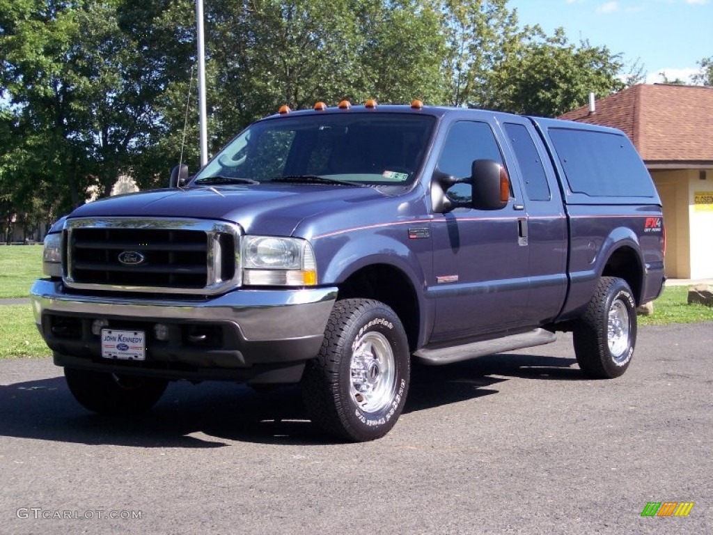 2004 F250 Super Duty Lariat SuperCab 4x4 - Medium Wedgewood Blue Metallic / Medium Flint photo #11