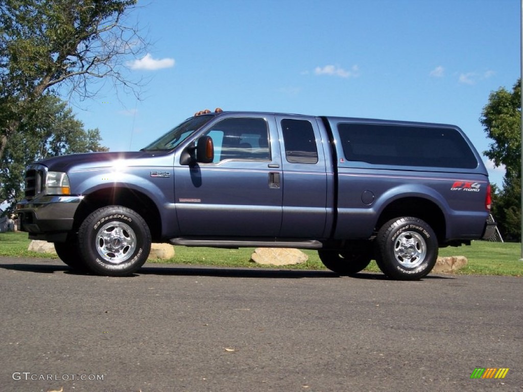 2004 F250 Super Duty Lariat SuperCab 4x4 - Medium Wedgewood Blue Metallic / Medium Flint photo #12