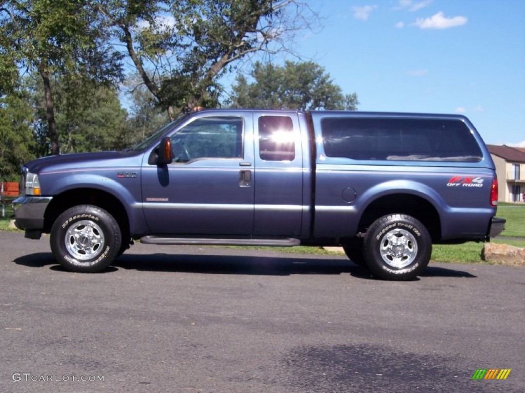 2004 F250 Super Duty Lariat SuperCab 4x4 - Medium Wedgewood Blue Metallic / Medium Flint photo #13