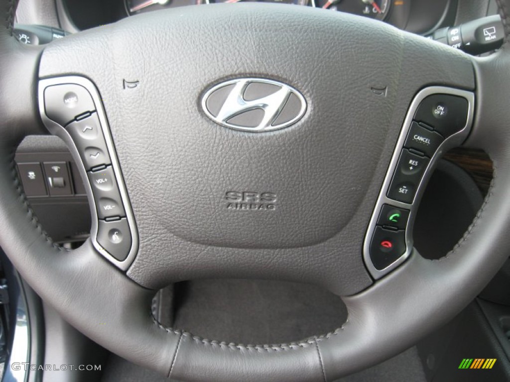 2012 Hyundai Santa Fe SE V6 Cocoa Black Steering Wheel Photo #53475244