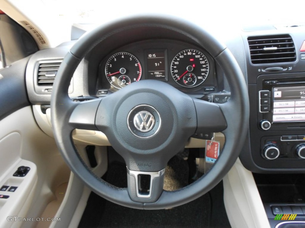 2010 Volkswagen Jetta Wolfsburg Edition Sedan Cornsilk Beige Steering Wheel Photo #53479067